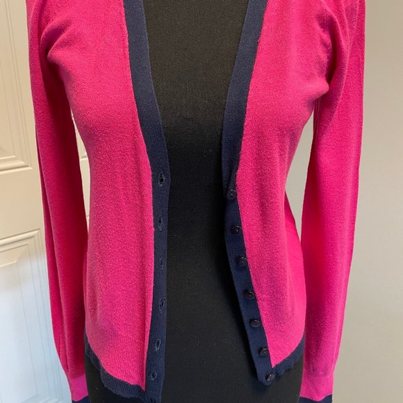 2/$30 Reserved pink cardigan with navy blue size large - Picture 1 of 9